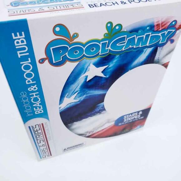 NEW PoolCandy Beach & Pool Tube Stars & Stripes 36" Inflatable July 4 Patriotic - Picture 2 of 2